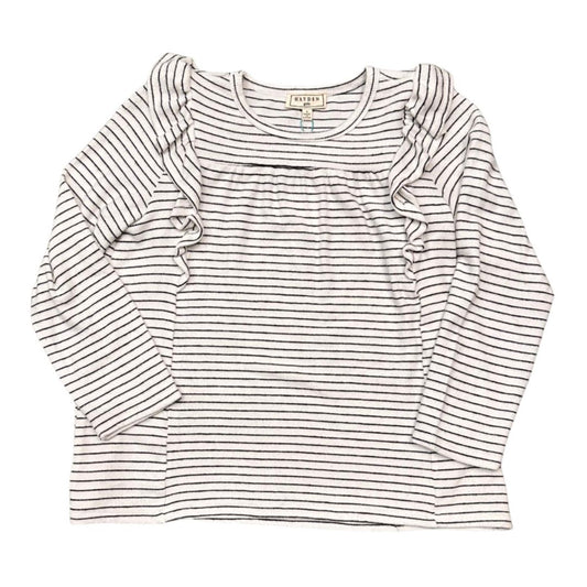 Hayden tween 
girls black white striped top ruffle 