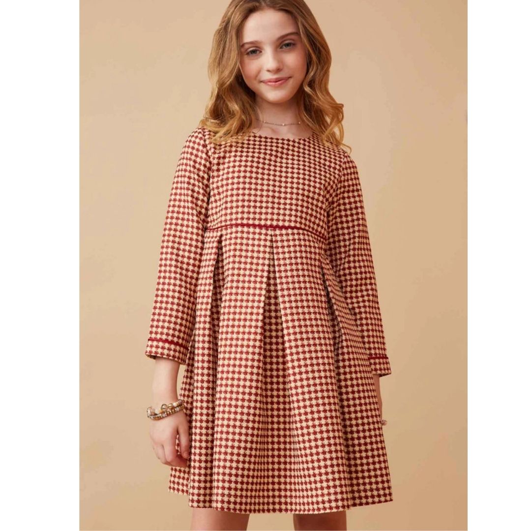 girls red houndstooth dress