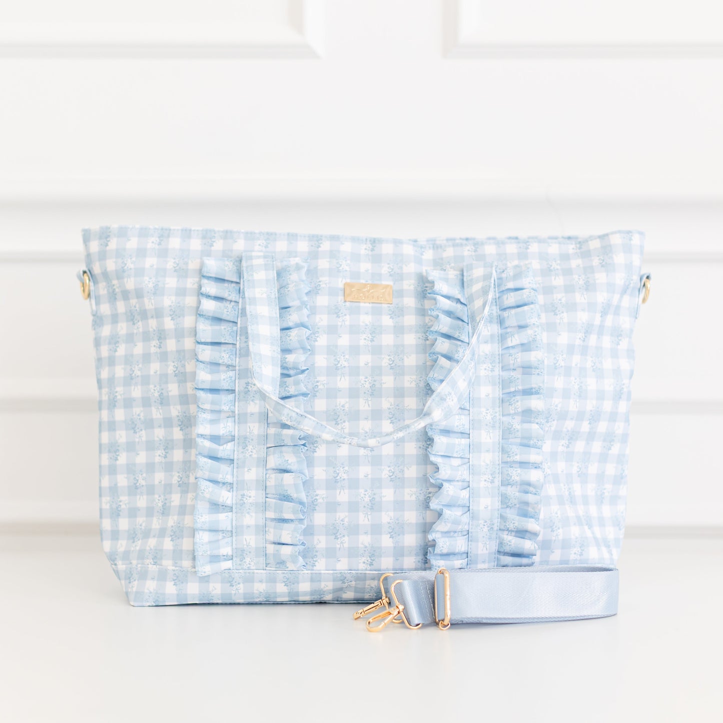 Ruffled Nylon Tote Bag