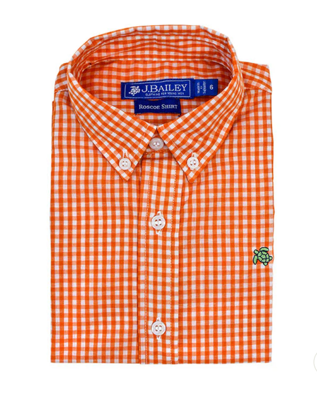 J. Bailey Boys Orange and White Check Button Down Shirt