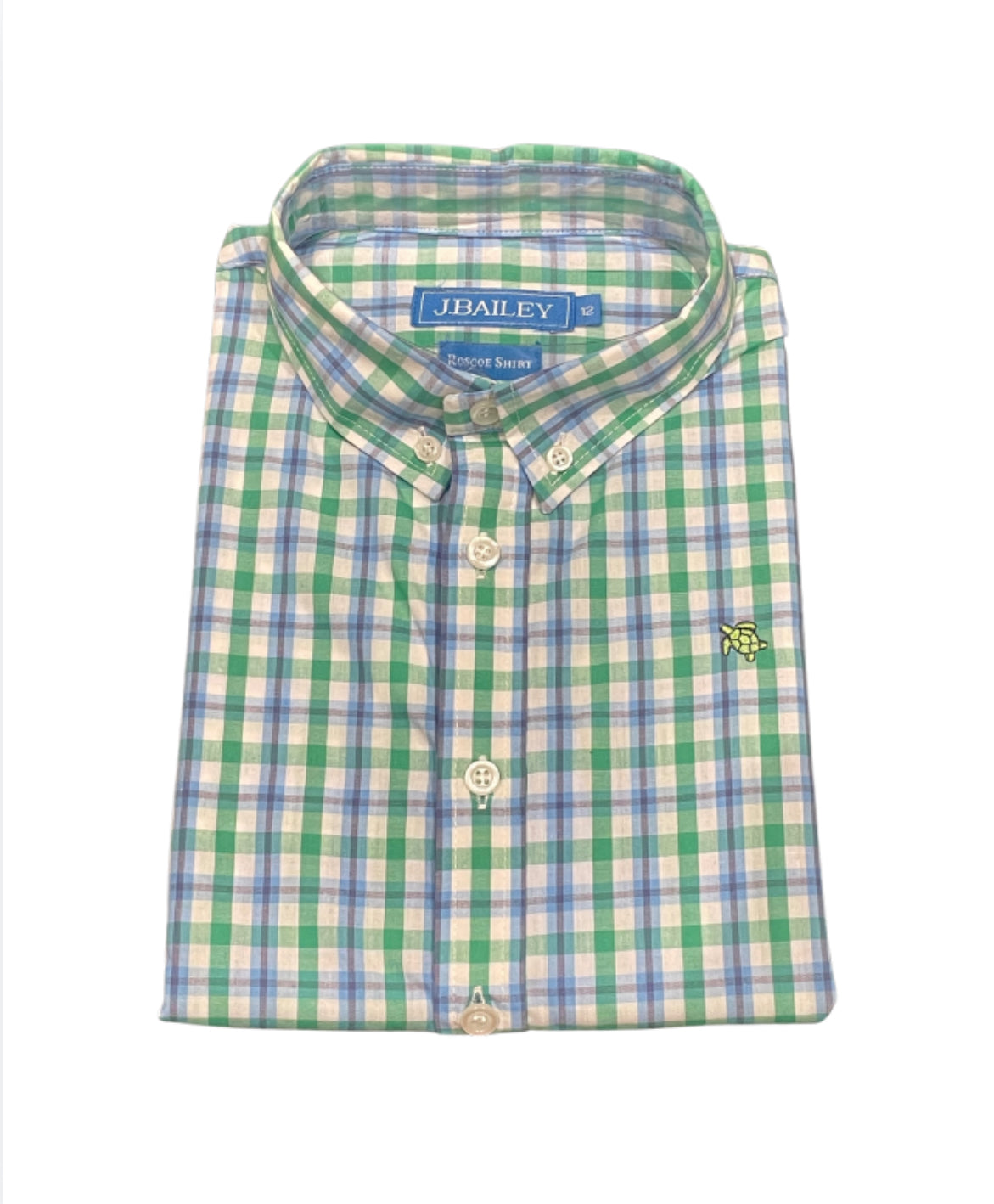 J Bailey Boys Navy and Green Plaid Roscoe Button Down Shirt