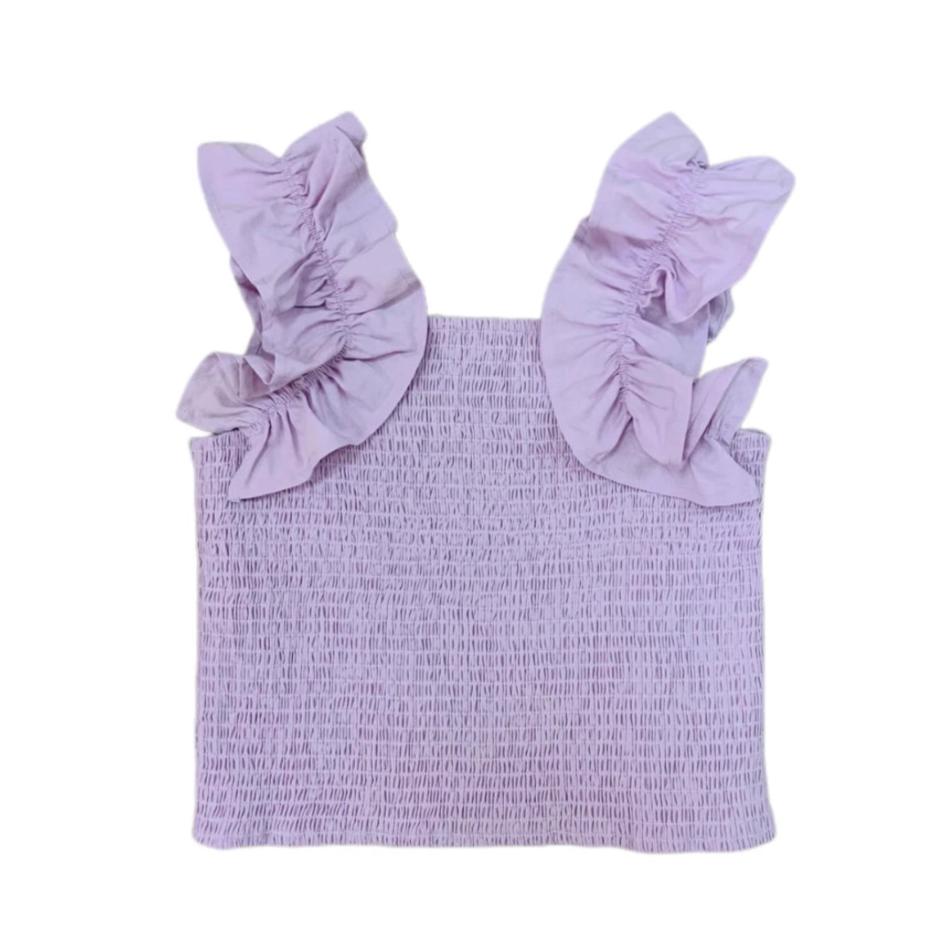 Little Olin Lavender Smocked Ruffle Top
