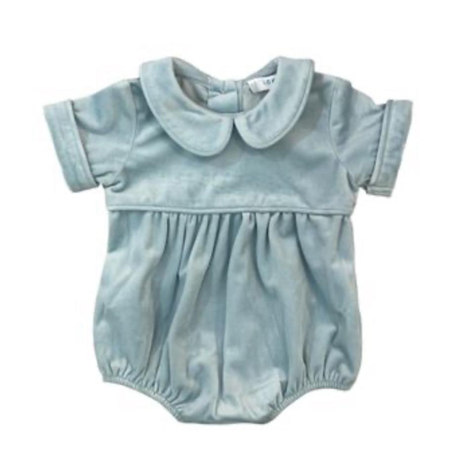 Lulu Bebe Boys Dusty Blue Velvet Bubble