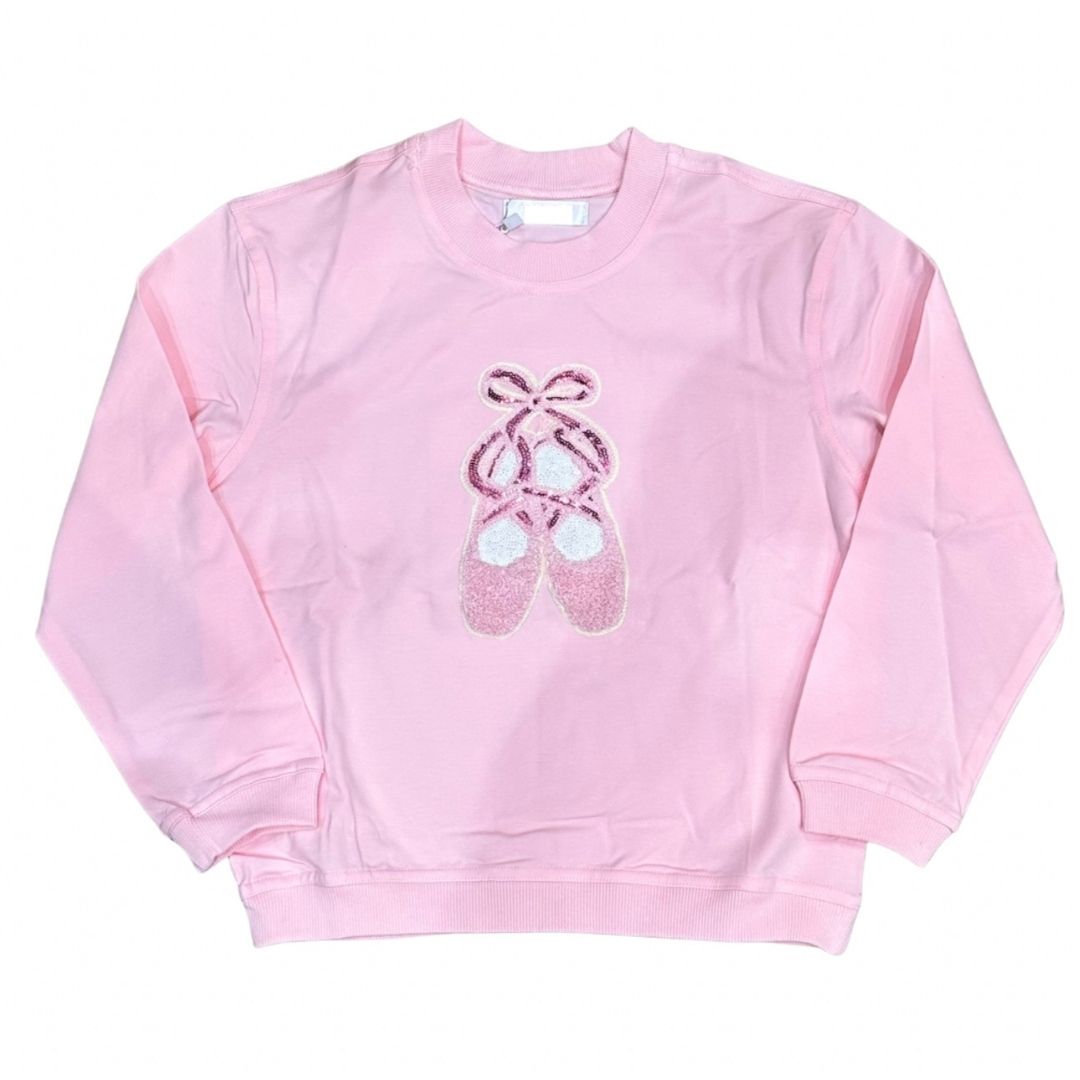 tween girls pink ballet slipper sequin sweatshirt