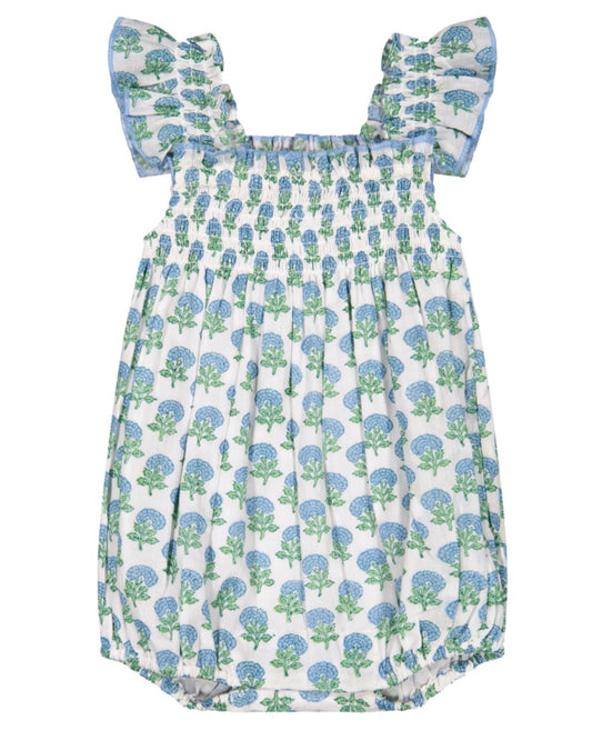 Mer St Barth Floral Print Hydrangea Leila Bubble Romper 