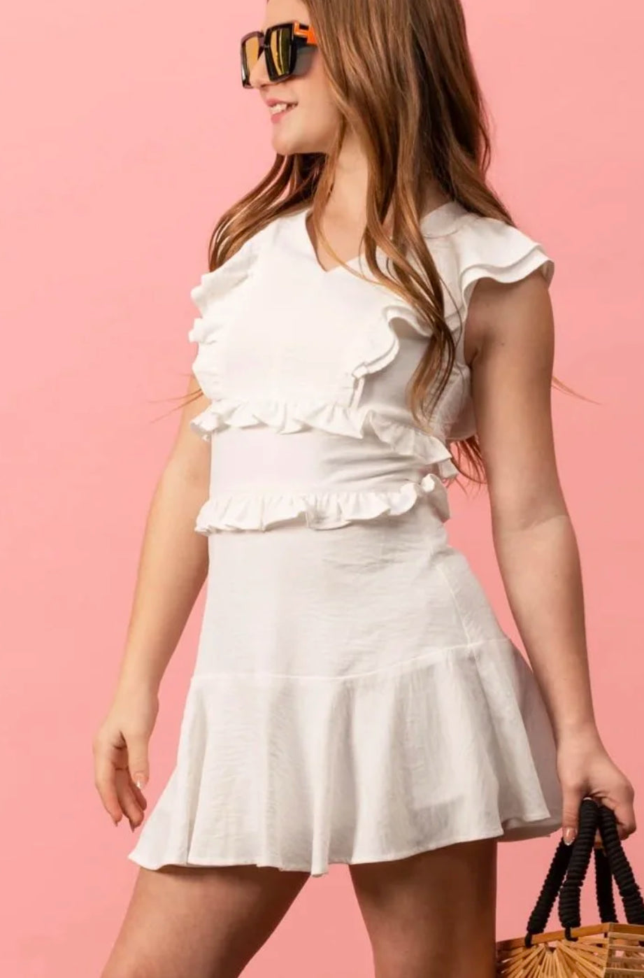 tween girls white trendy spring dress
