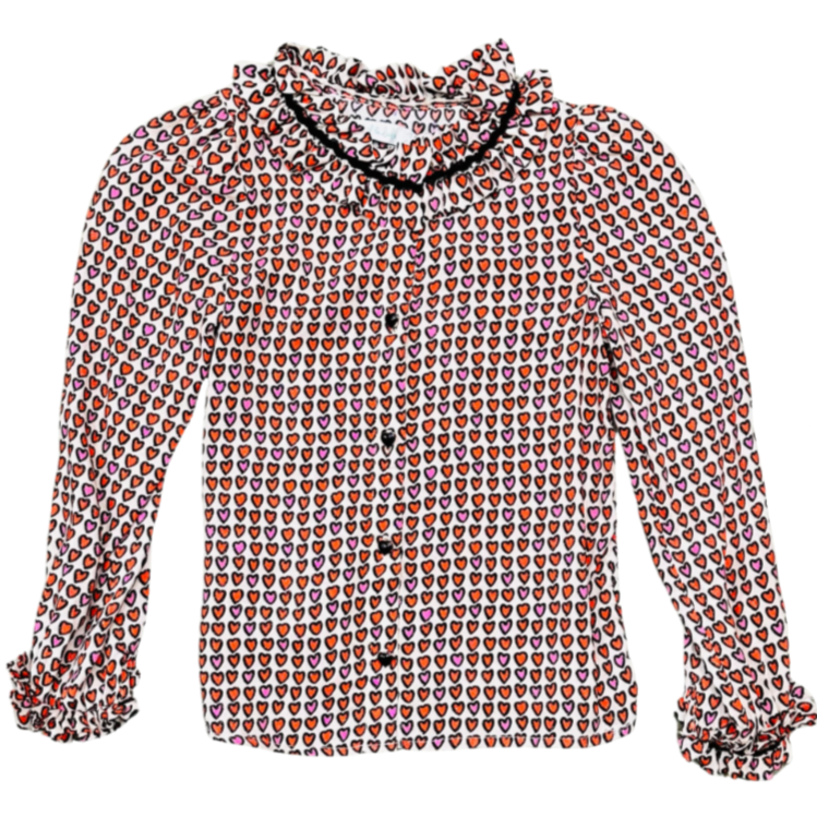 Girls Button Down Heart Blouse
