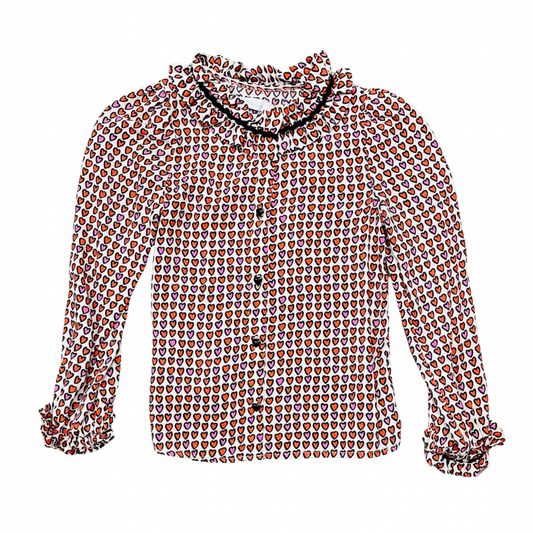 Girls Button Down Heart Blouse