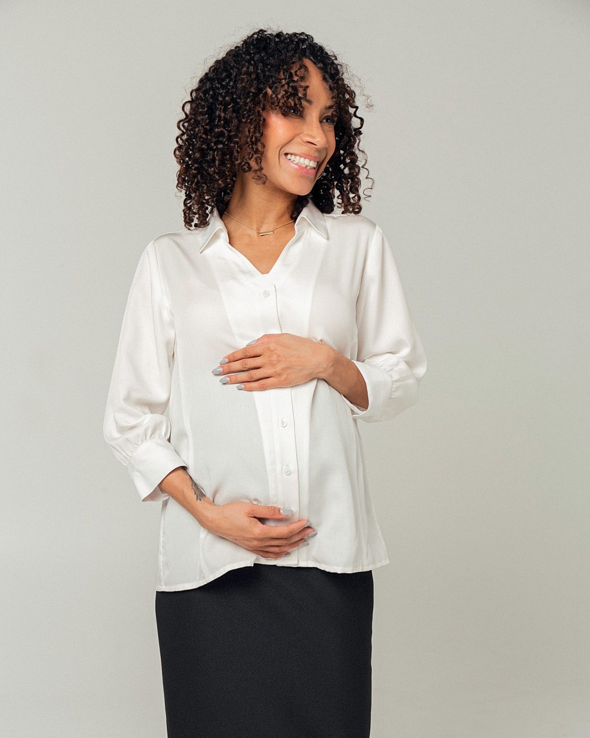 No-Gap Maternity Nursing Button Down Shirt (Regular & Petite)