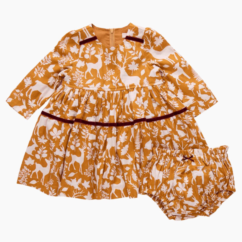 Pink chicken baby girls lemon harvest botanical dress