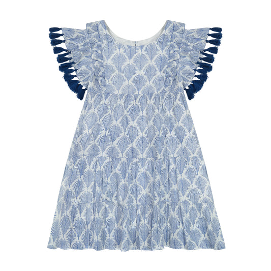 Sophie Girl's Tassel Dress Navy Feather