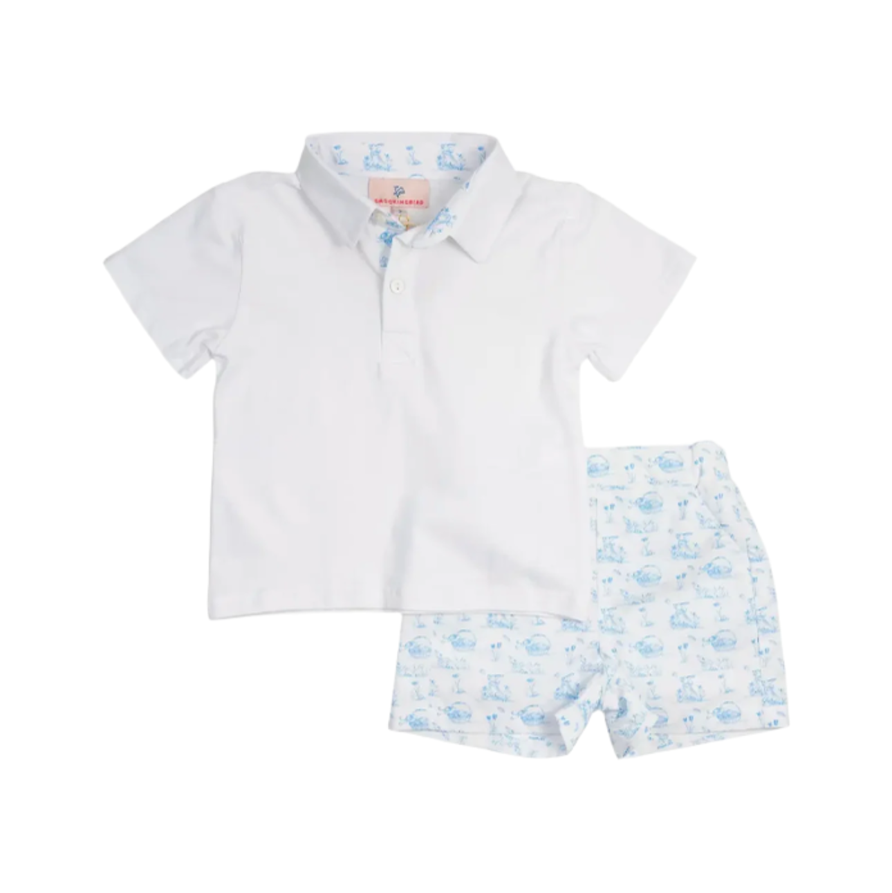 Smockingbird Bunny Toile Shorts Set