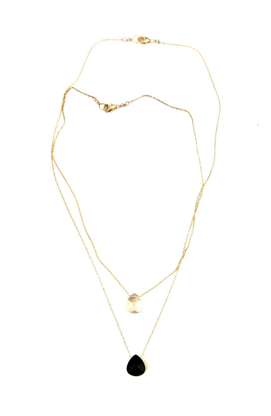 smokey colored Swarovski teardrop crystal gold filled necklace