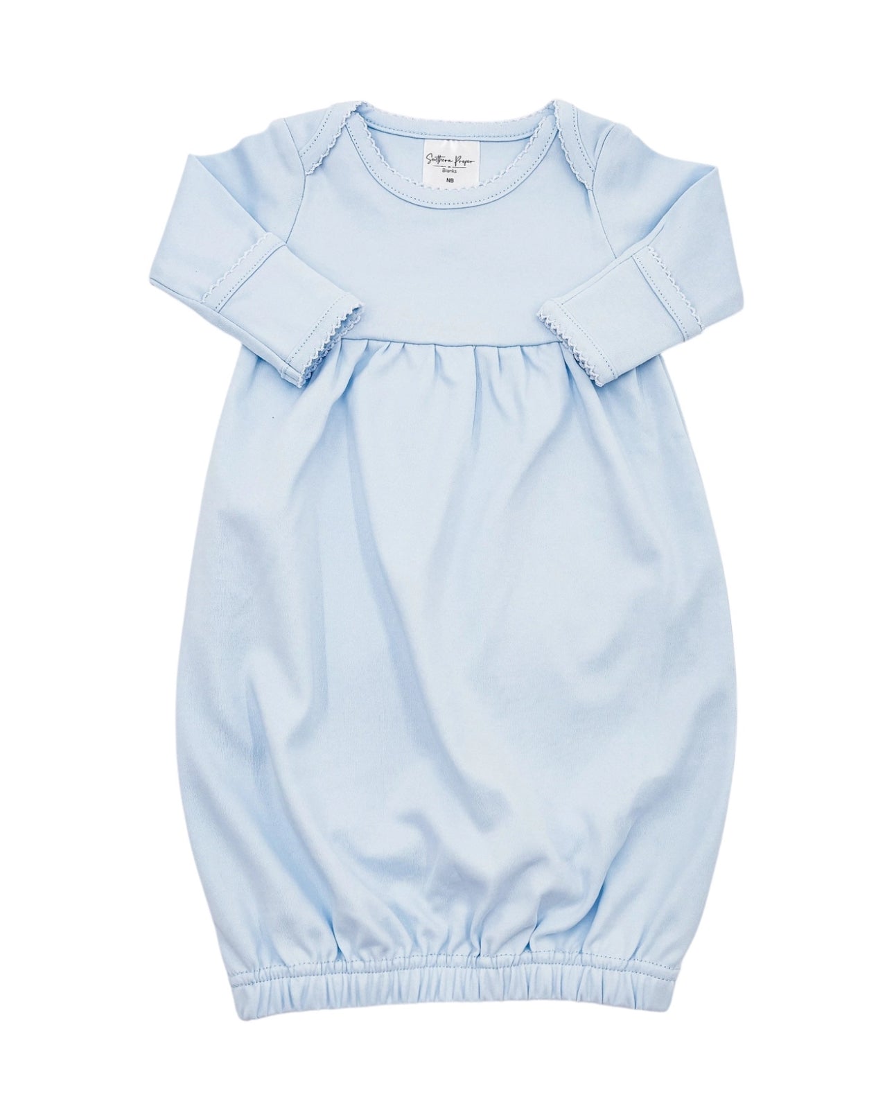 baby boys blue picot infant gown