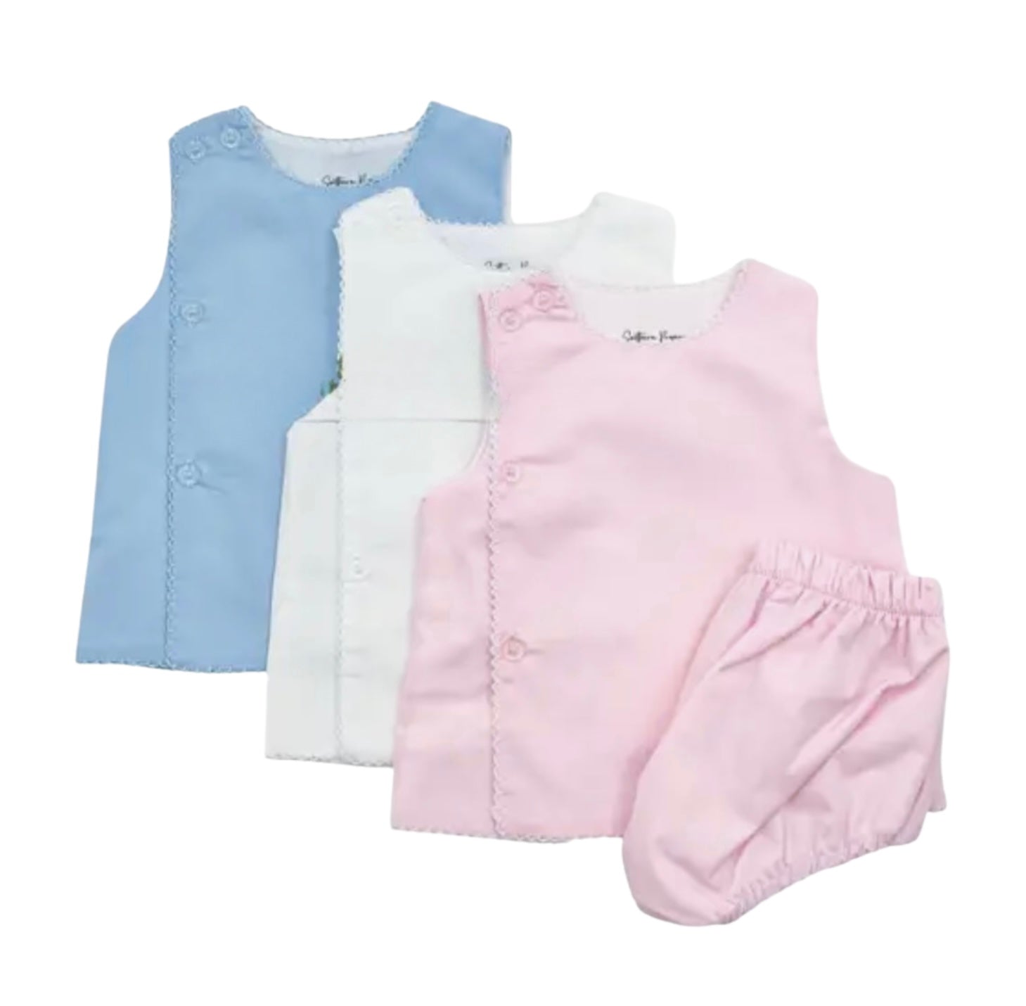 baby boys and girls pink white blue diaper set