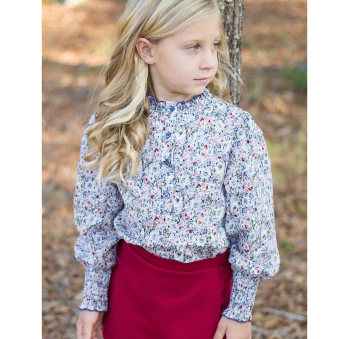 tween girls winter floral top