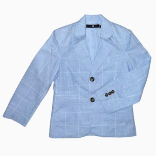 boys light blue windowpane linen sport coat jacket