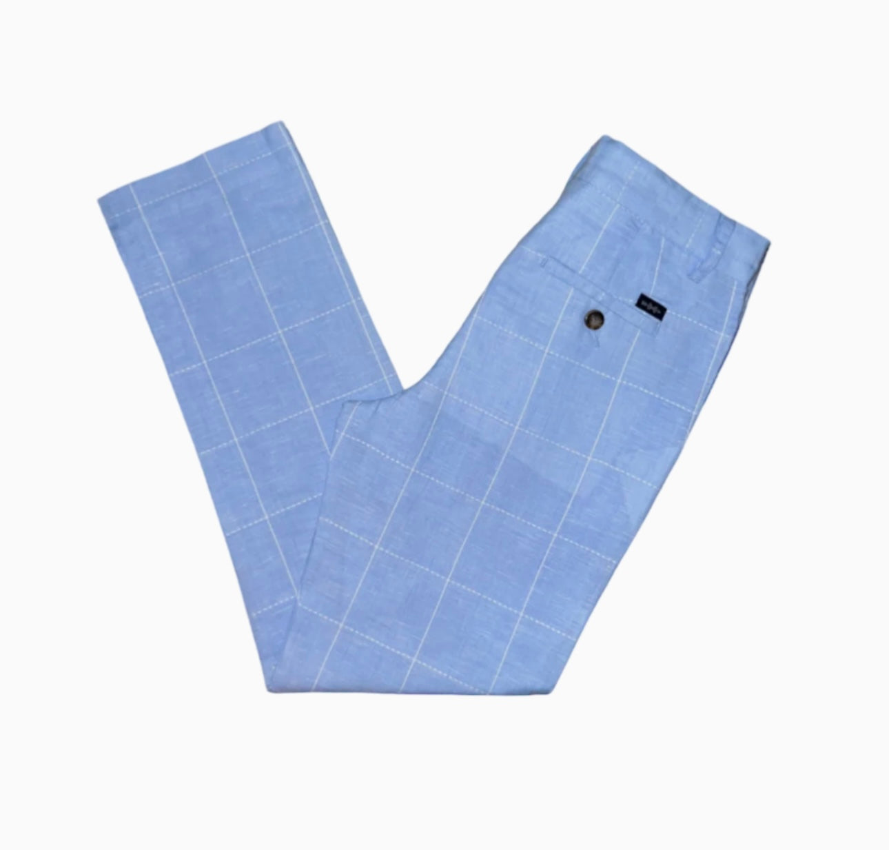baby blue linen boys windowpane chino pants