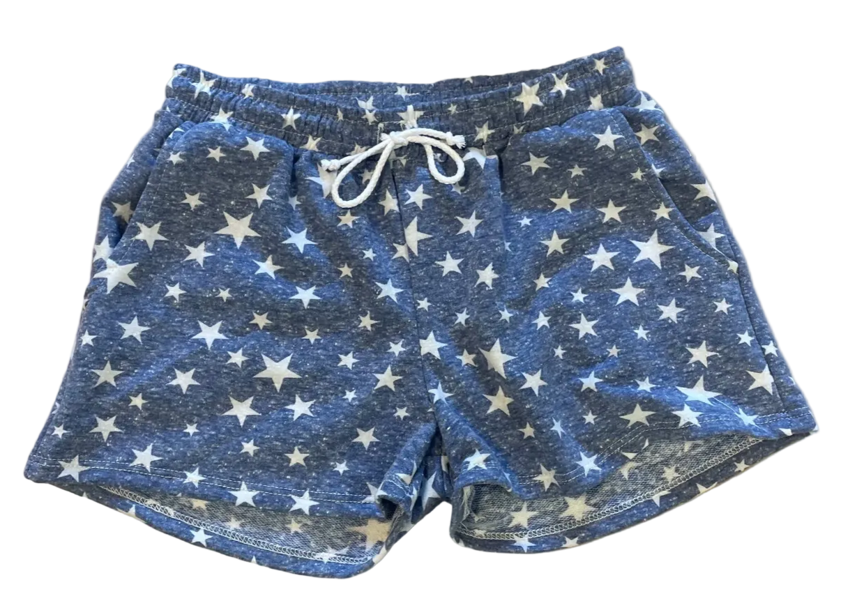 tween girls navy lounge shorts with white stars