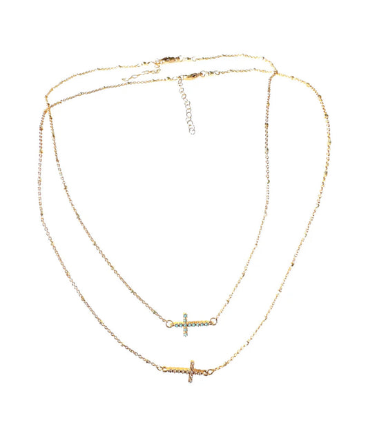 gold and turquoise cross necklace