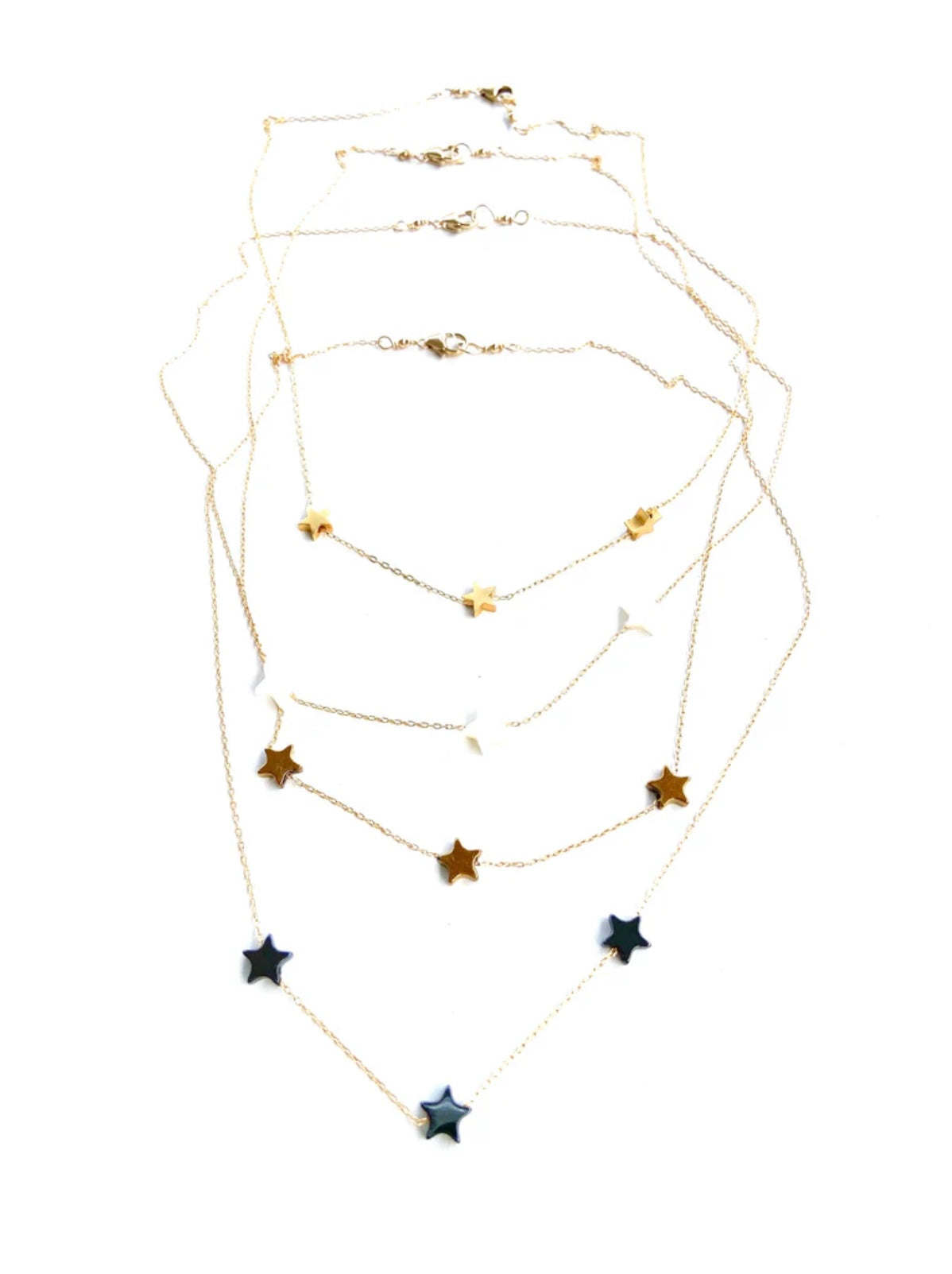 triple gold star necklace