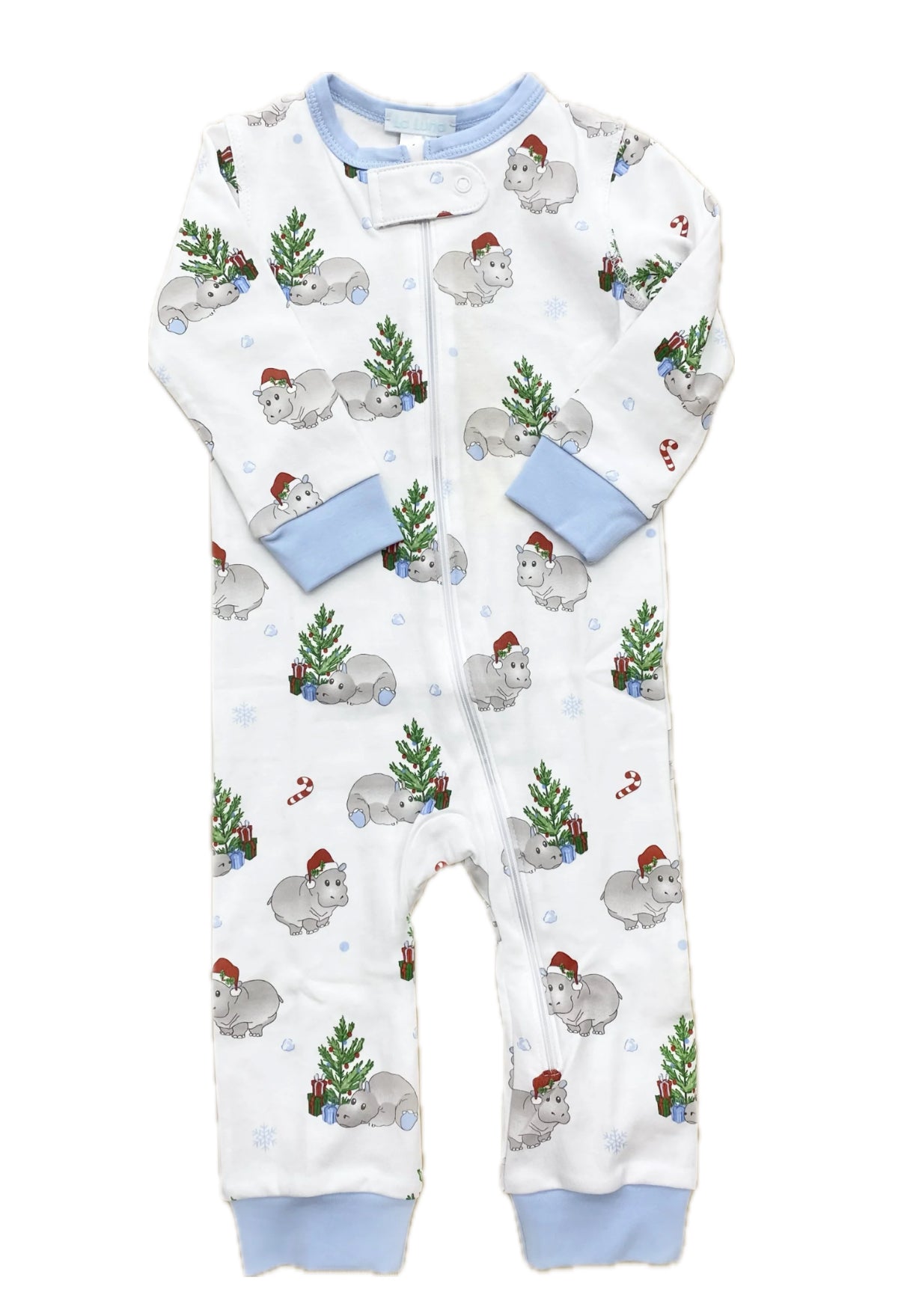 baby boys blue  hippopotamus Christmas pajama