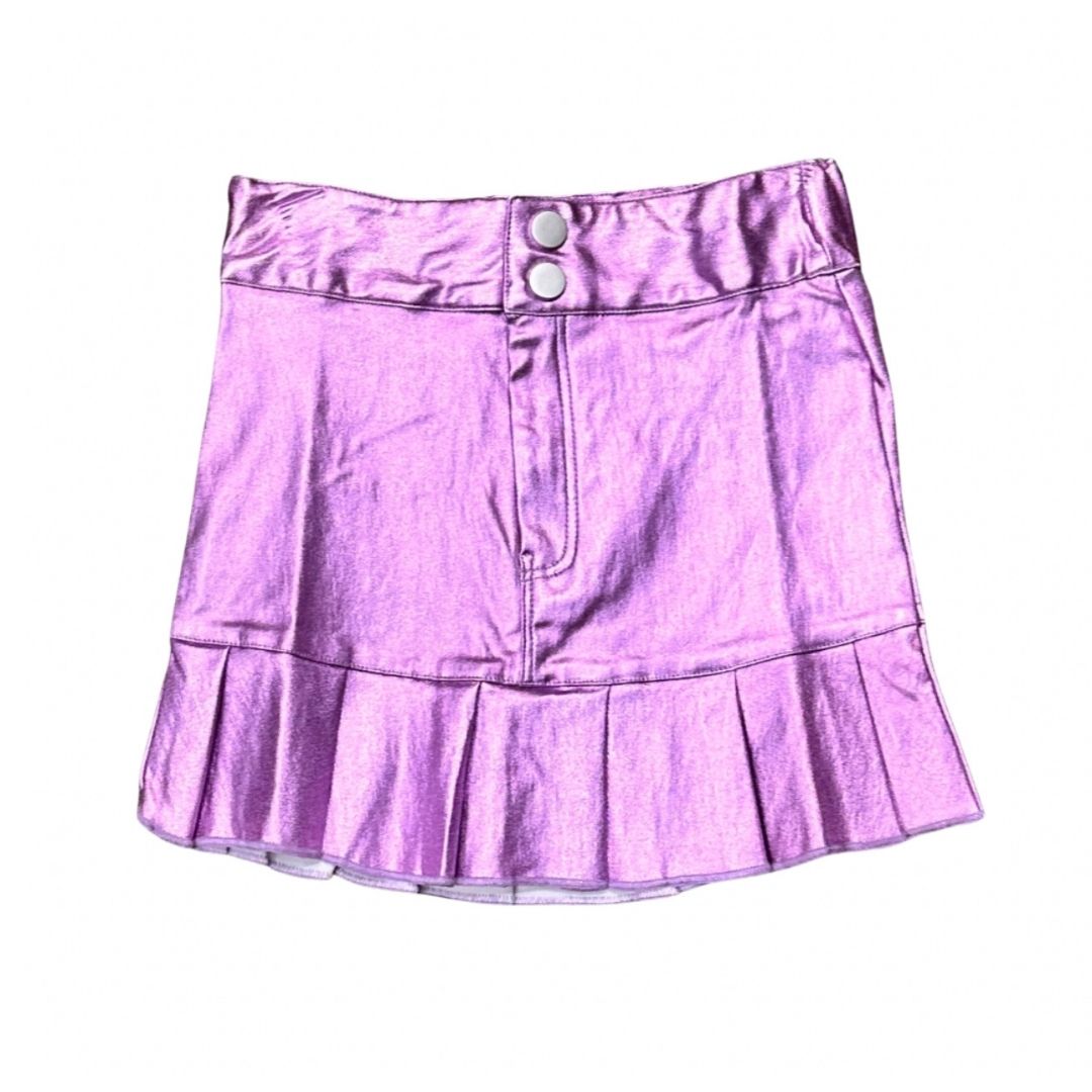 tween girls metallic purple pleated skirt