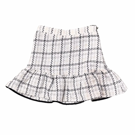  tween tweed black white plaid checkered skirt with silver 