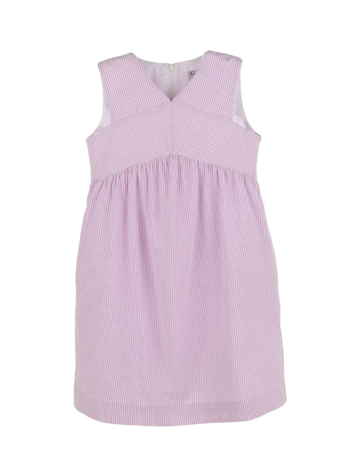 girls lilac lavender white seersucker spring dress
