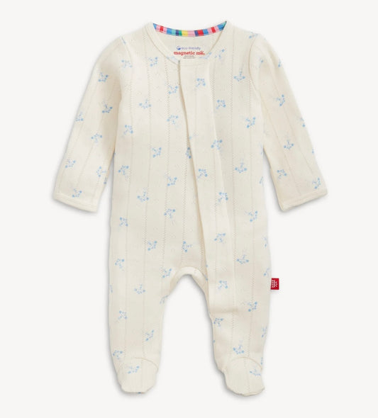 baby boys pointelle footie pajamas with airplanes and magnet closure