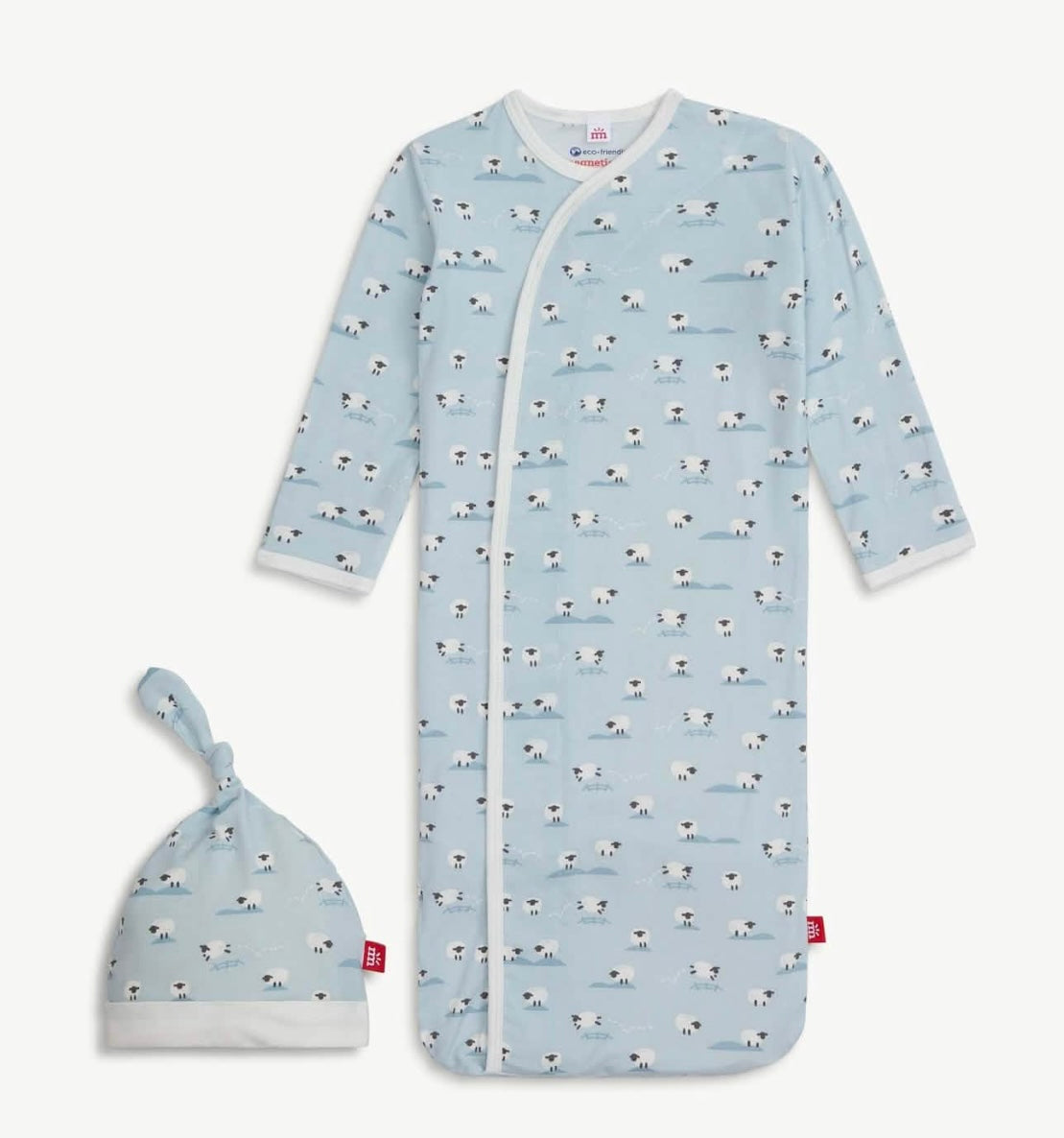 baby boys blue magnetic modal gown with sheet jumping and matching hat