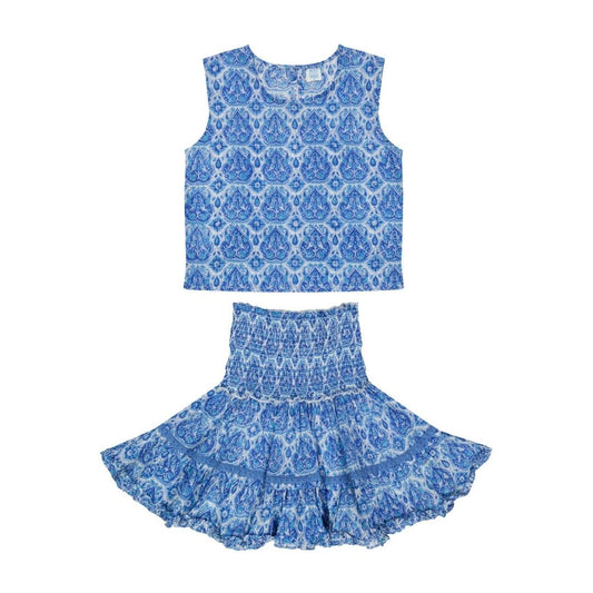 omens skirt set blue floral 