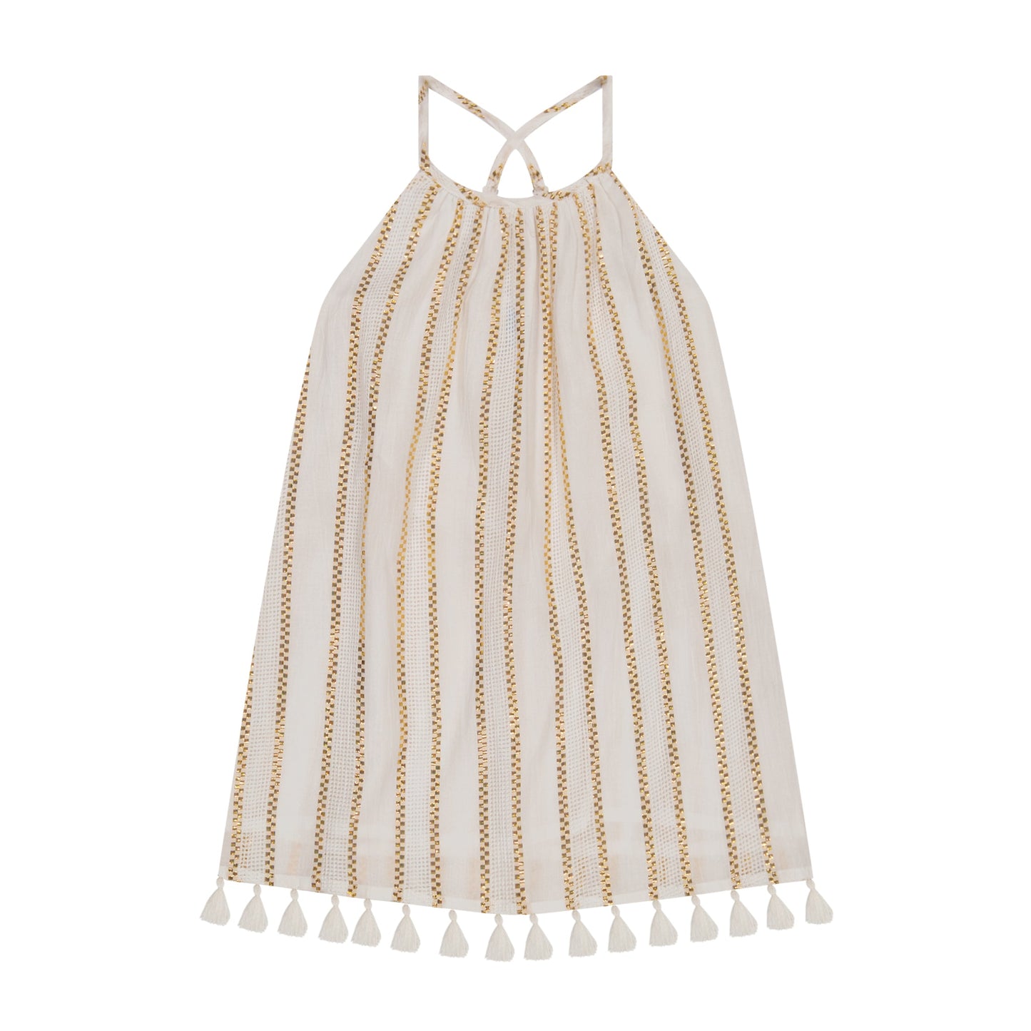 Mini Chantal Girl's Sundress Gold Lurex Stripe