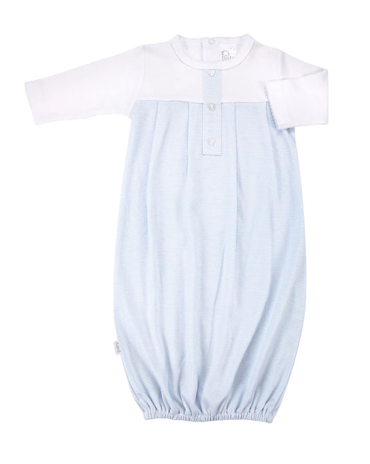  baby boys blue white striped organic day gown