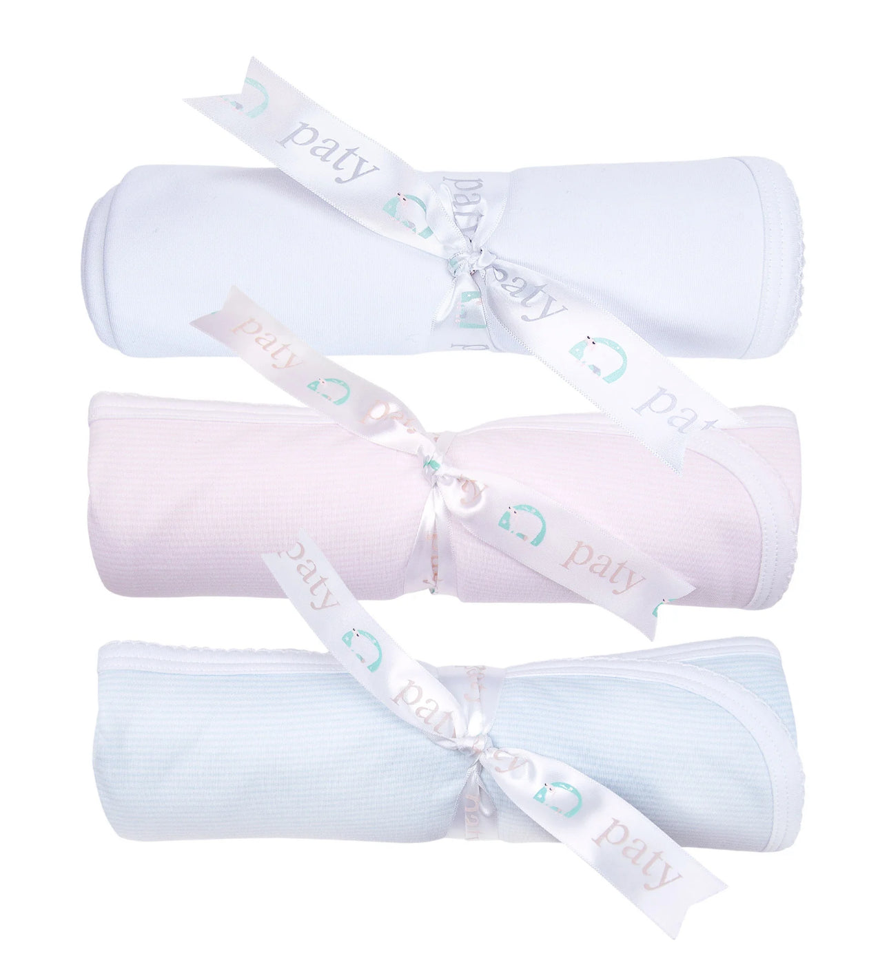  striped pima cotton blue white pink  baby blanket