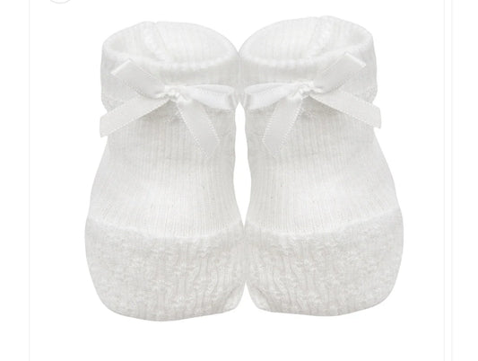 white knitted baby booties