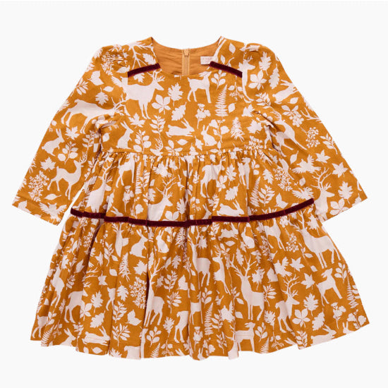 girls Lennon harvest botanical dress with deer and plants