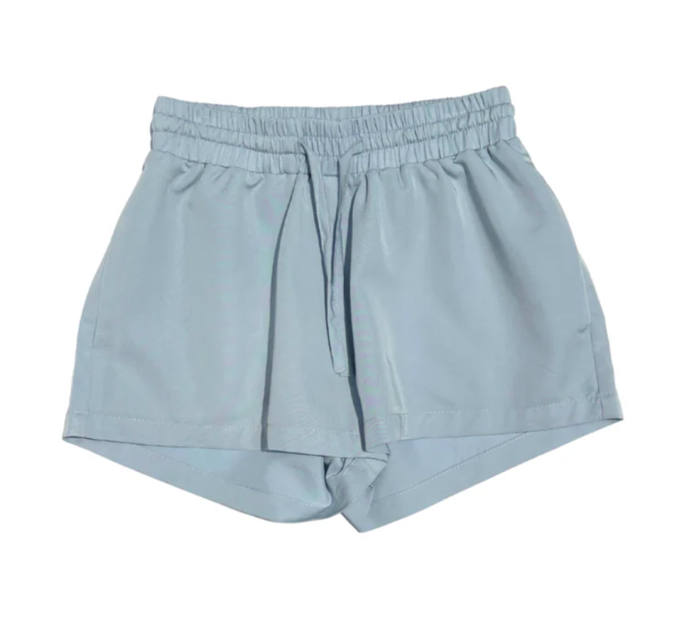 tween girls light blue shorts with elastic draw string waist