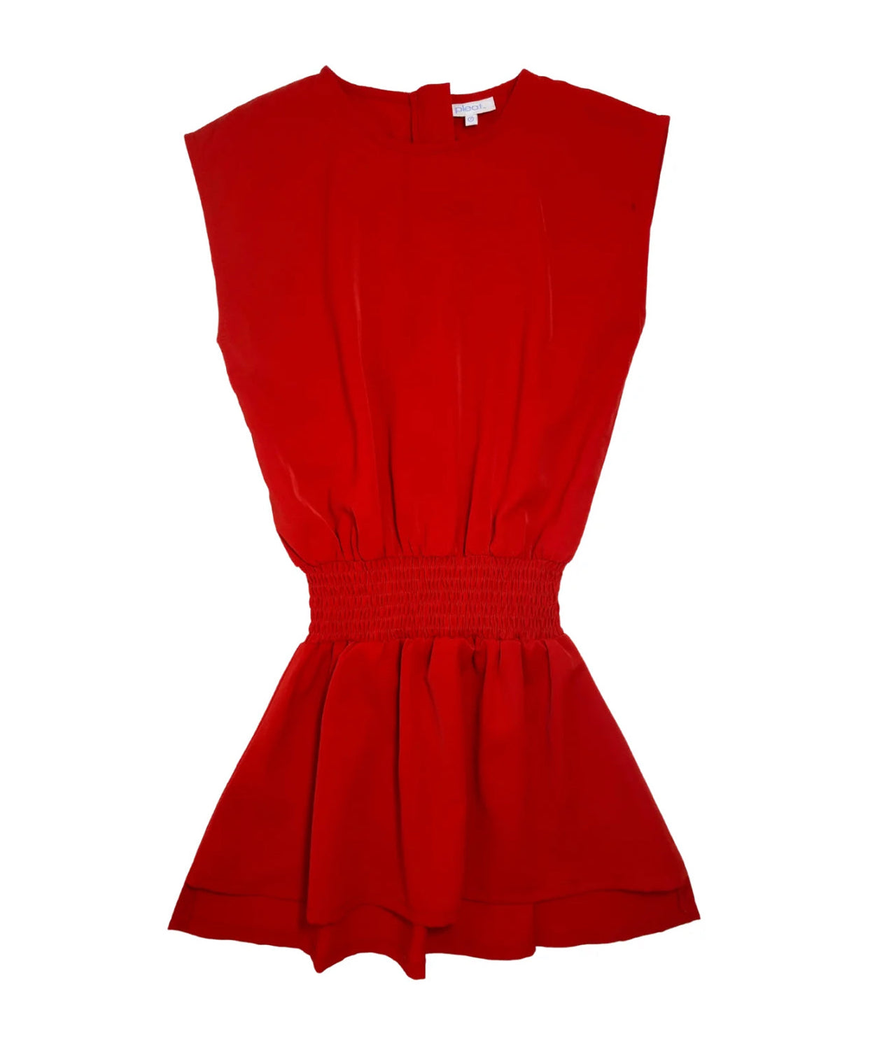 tween girls red gathered waist short sleeveless  dress