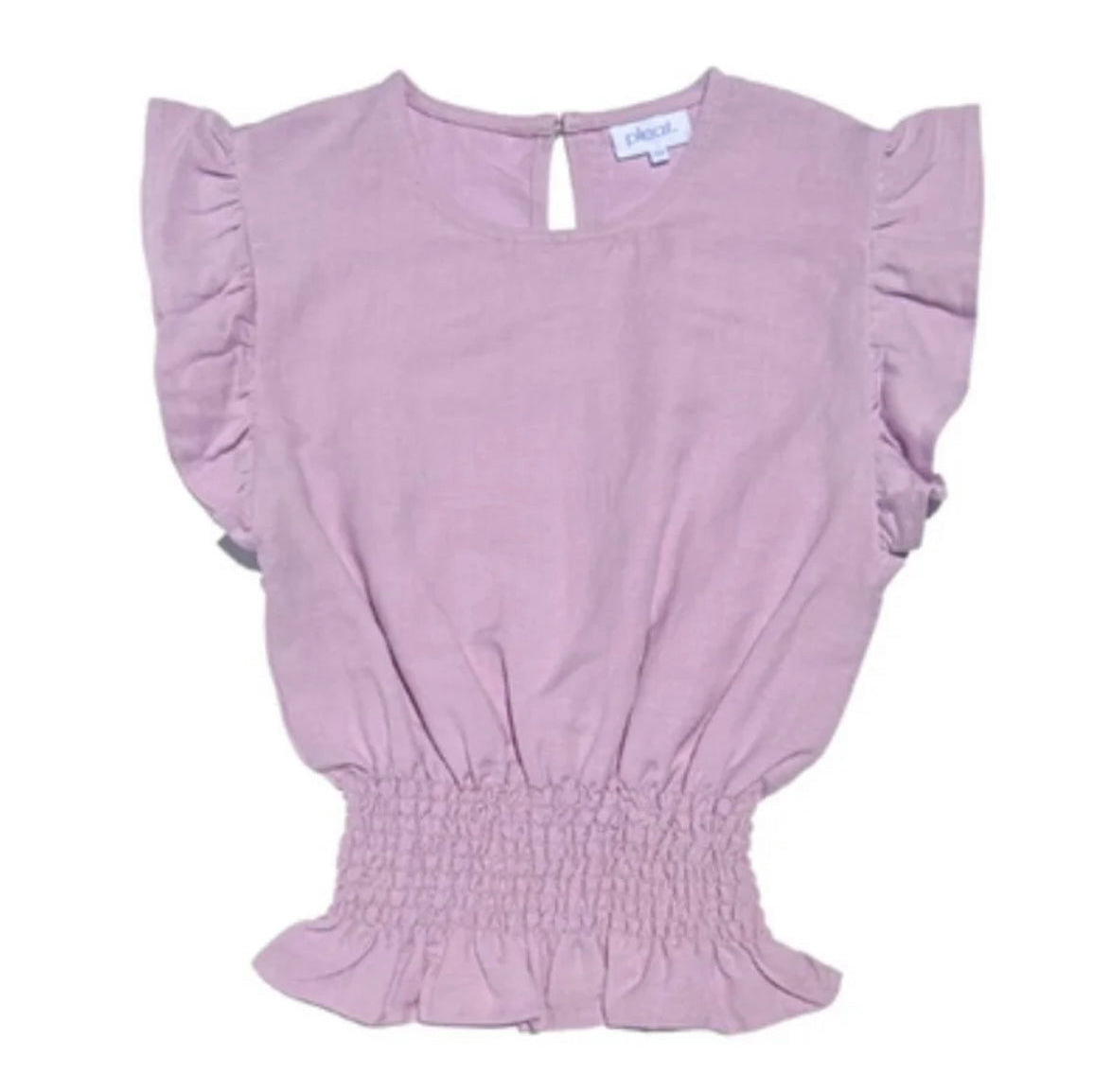 tween girls lavender cinch waist top with ruffle sleeve