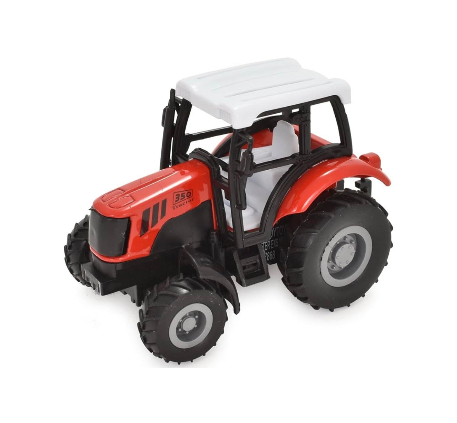 red die cast pull back tractor toy