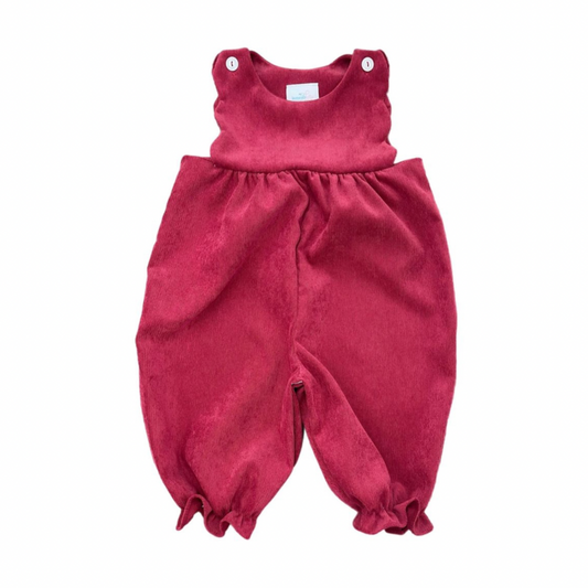 girls red velvet romper
