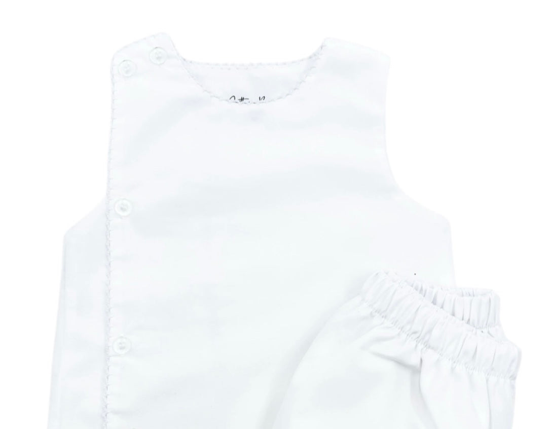 white unisex baby diaper set