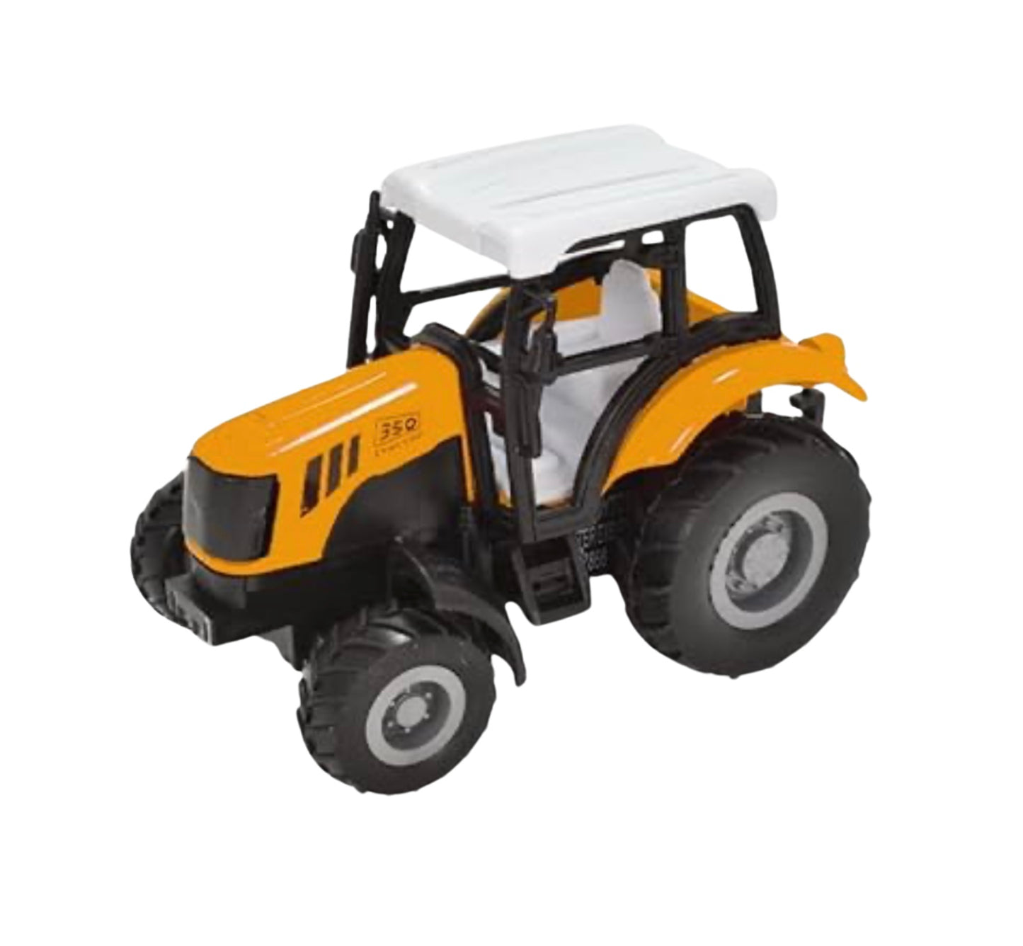yellow die cast pull back tractor toy
