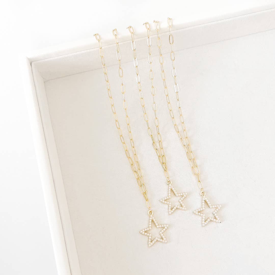Wrapped by Sav Pearl Star Necklace